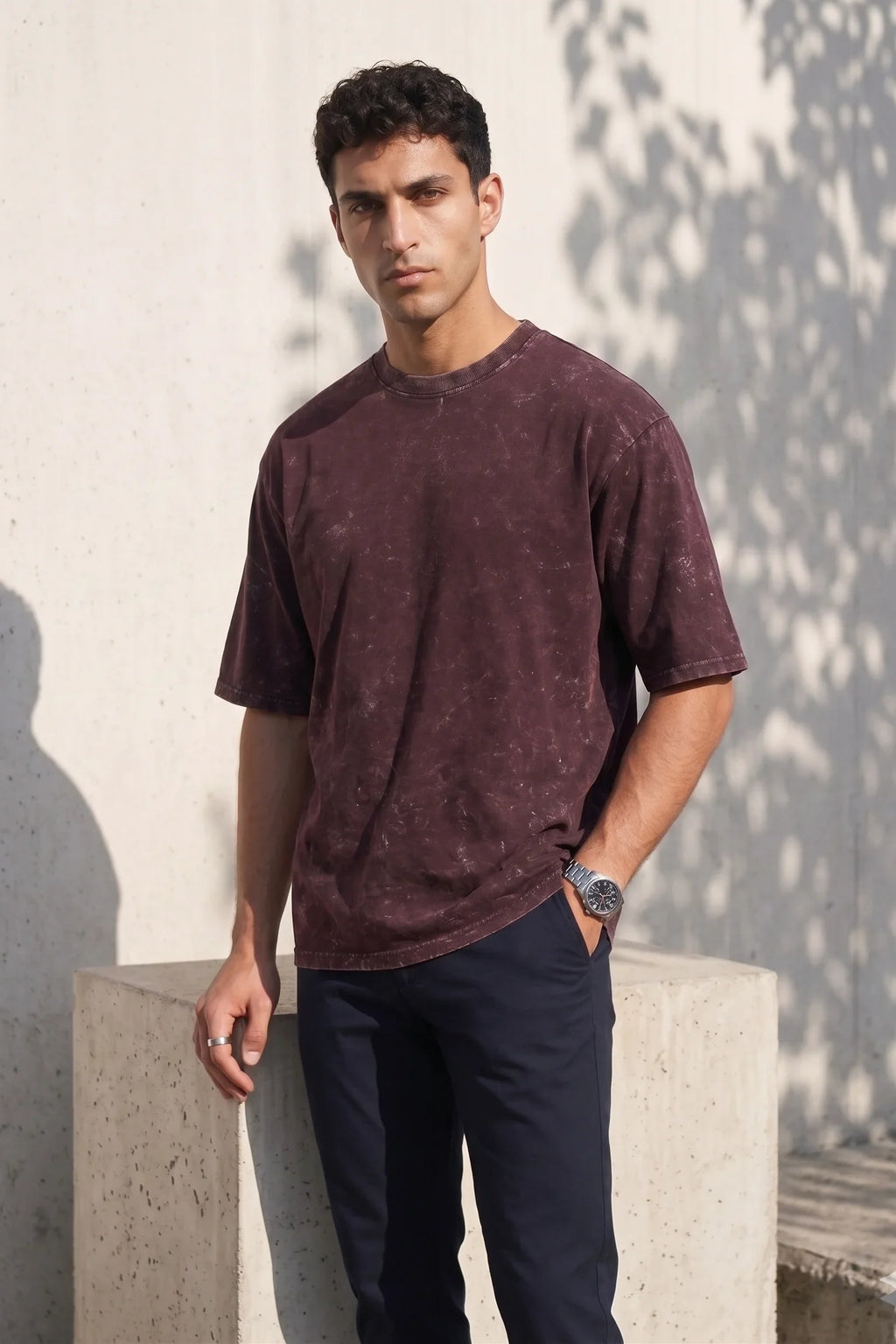Mens Oversized TShirt - Crimson Vortex