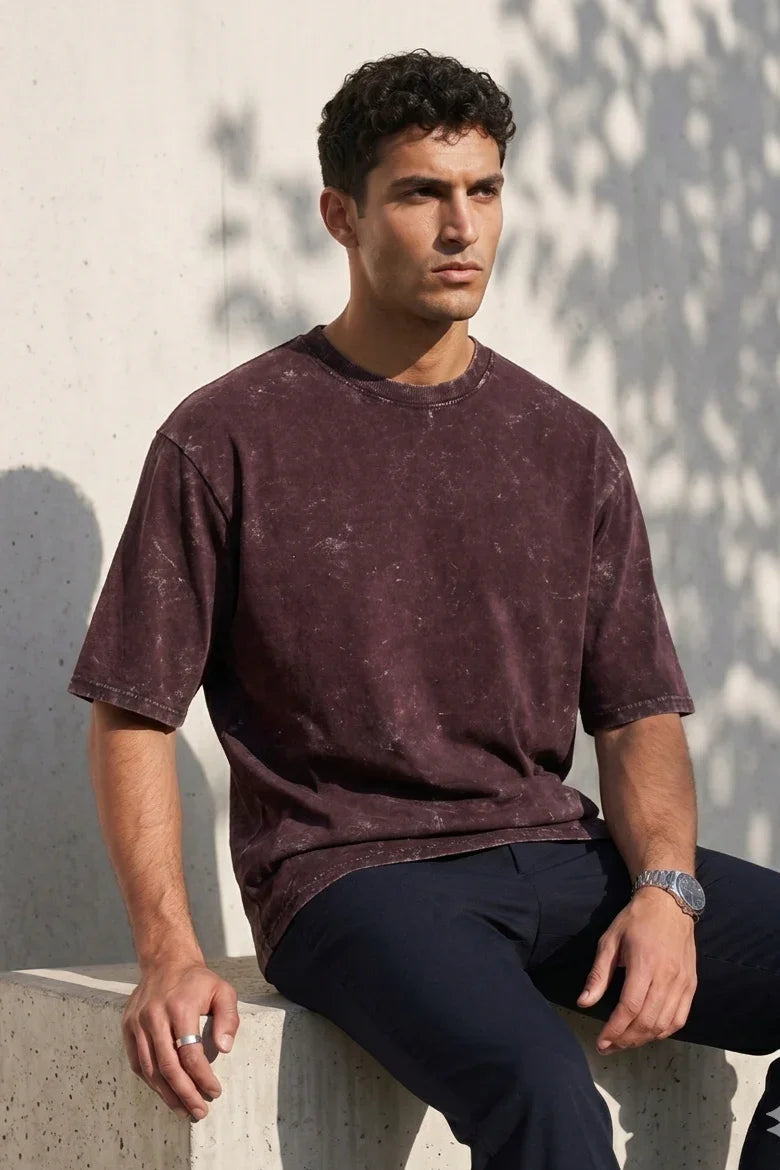 Mens Oversized TShirt - Crimson Vortex