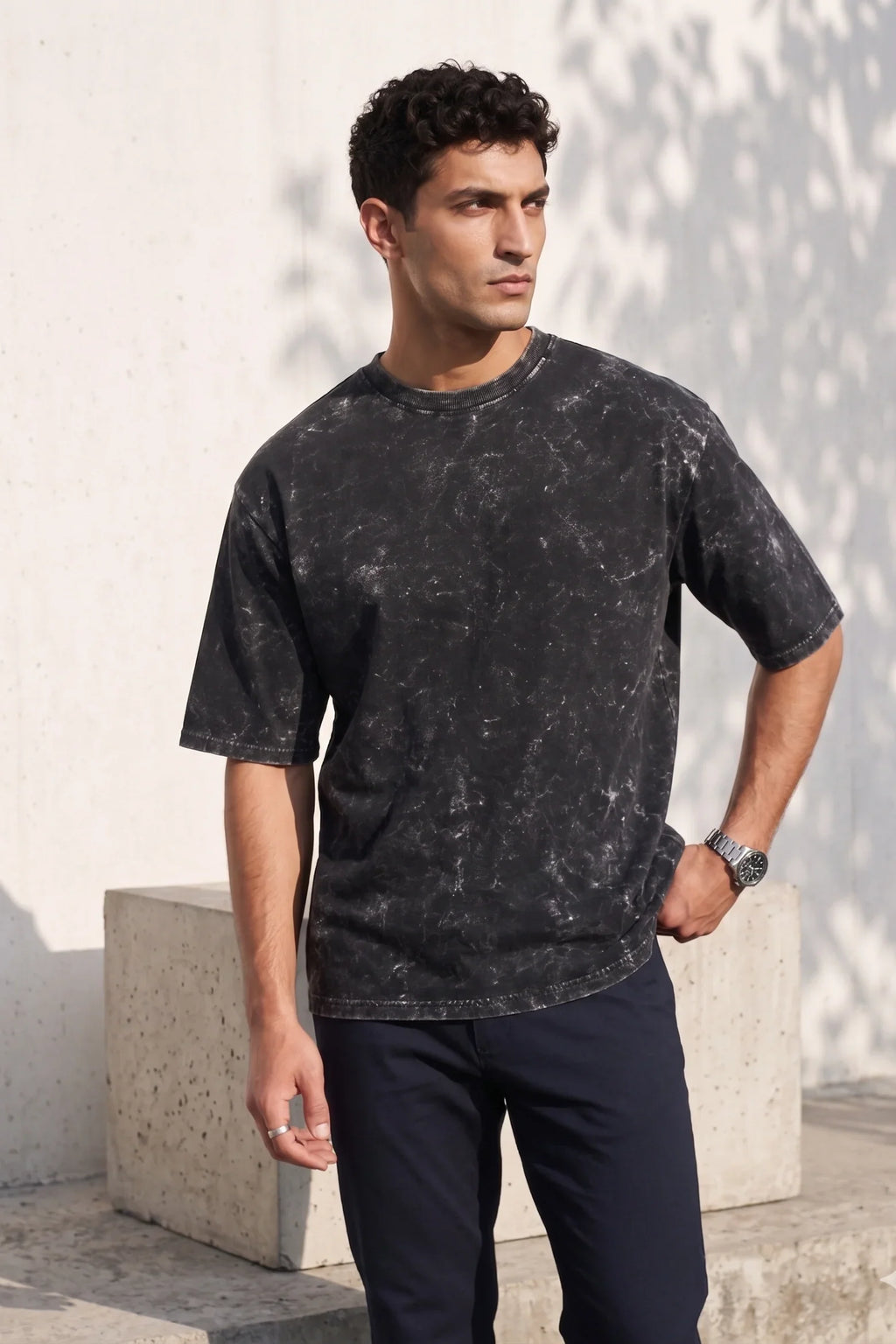 Mens Oversized TShirt - Midnight Marble