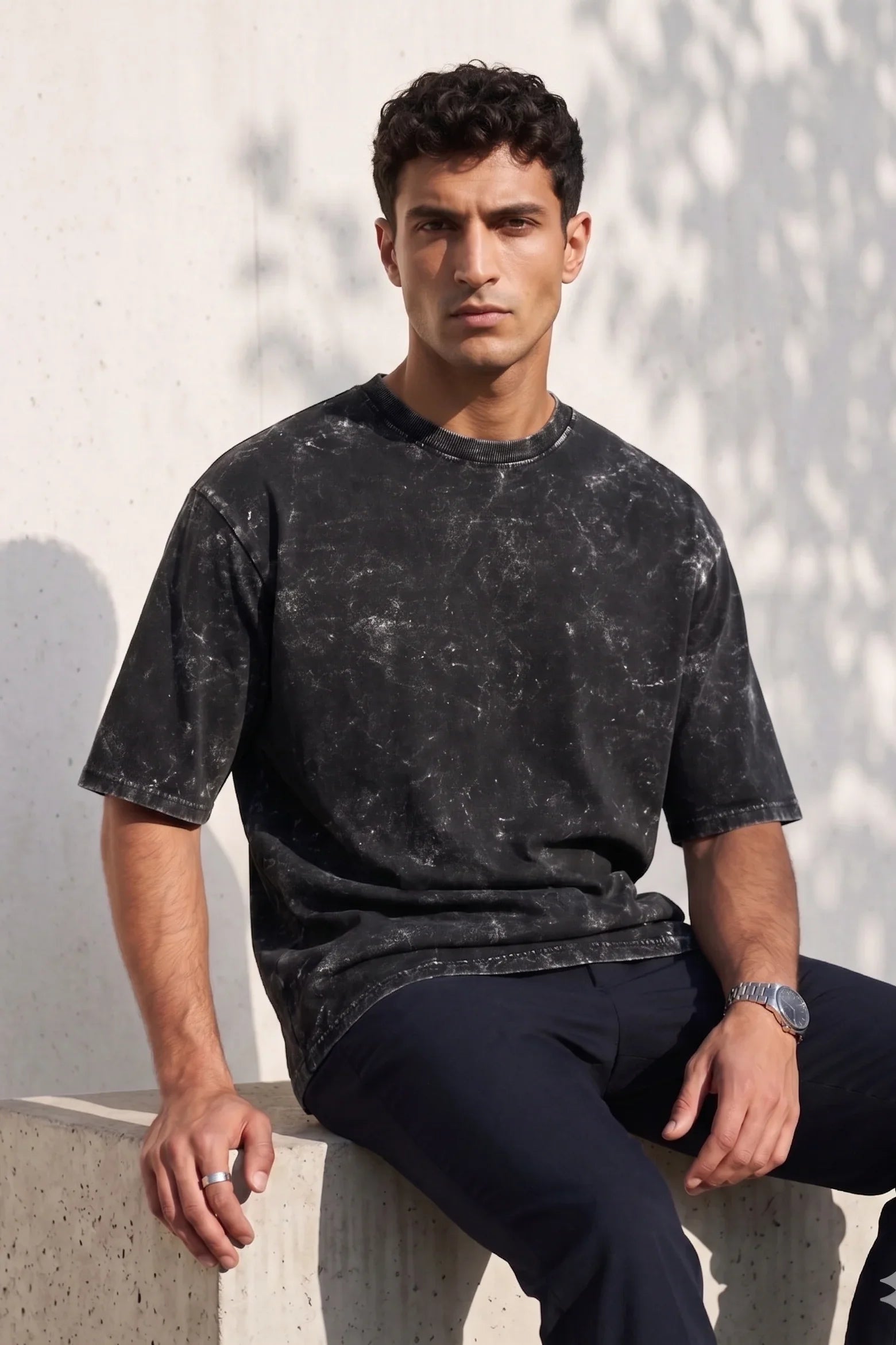 Mens Oversized TShirt - Midnight Marble